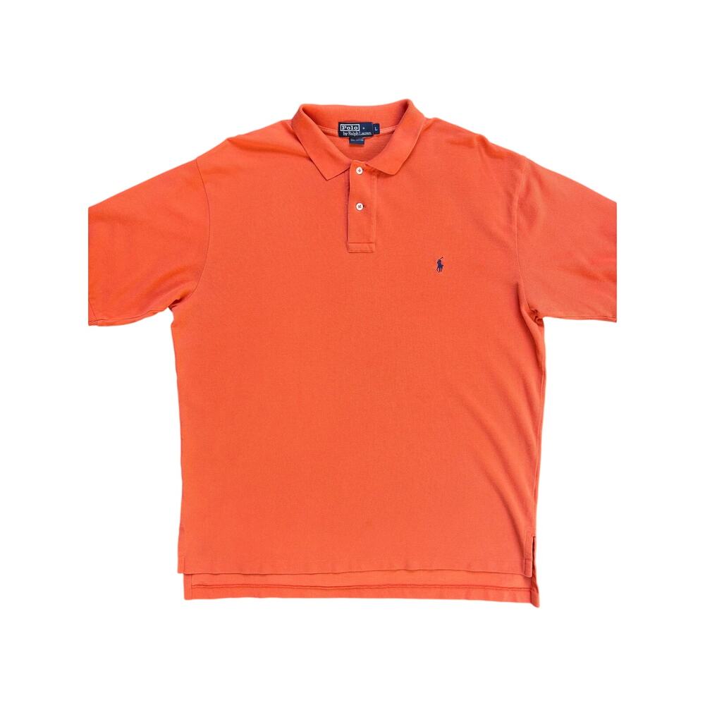 Polo by Ralph Lauren Men's L Orange Coral Cotton Polo Navy Pony